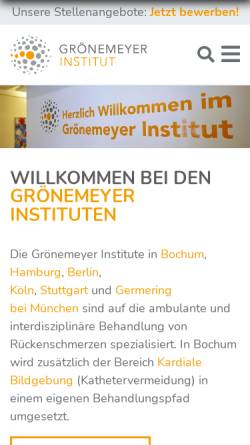 Vorschau der mobilen Webseite www.groenemeyerinstitut.de, Grönemeyer Institut für Mikrotherapie