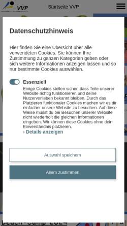 Vorschau der mobilen Webseite www.vvp-online.de, Volleyballverband Pfalz