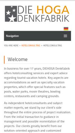 Vorschau der mobilen Webseite www.diehoga-hotelberatung.de, DIEHOGA Denkfabrik GmbH