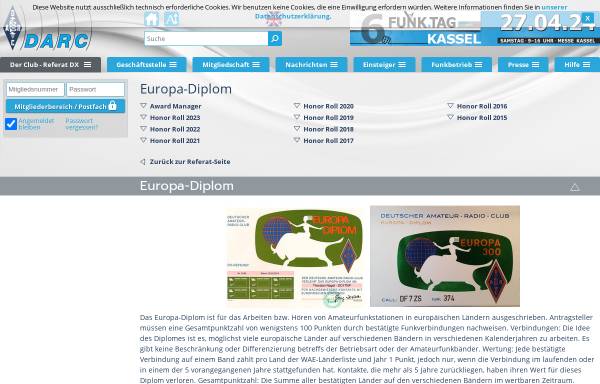 Vorschau von www.darc.de, Europa-Diplom