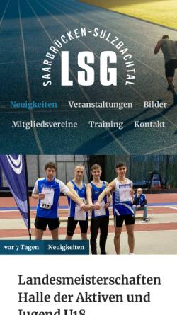 Vorschau der mobilen Webseite www.lsg-sb-sulzbachtal.de, LSG Leichtathletik-Startgemeinschaft Saarbrücken Sulzbachtal