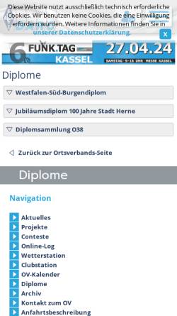 Vorschau der mobilen Webseite www.darc.de, Westfalen-Süd-Burgendiplom, Cranger Kirmes-Diplom