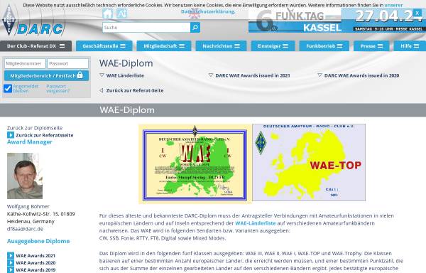 Vorschau von www.darc.de, Worked All Europe (WAE)