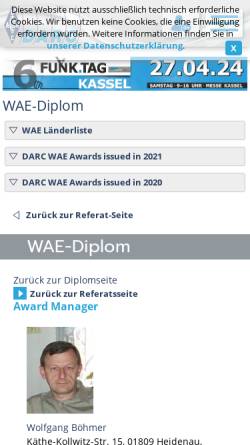 Vorschau der mobilen Webseite www.darc.de, Worked All Europe (WAE)