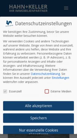 Vorschau der mobilen Webseite hahn-keller-immobilien.de, Hahn-Unternehmensgruppe