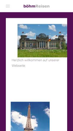 Vorschau der mobilen Webseite www.boehmreisen.de, Boehm Reisen