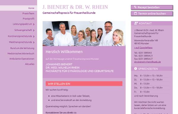 Vorschau von bienert-rhein.de, Gynäkologische Gemeinschaftspraxis J. Bienert und Dr. med. Wilhelm Rhein