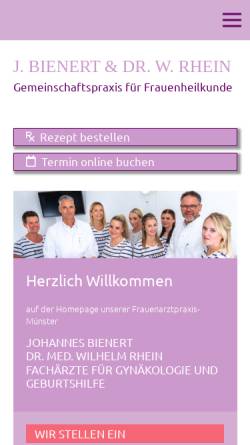 Vorschau der mobilen Webseite bienert-rhein.de, Gynäkologische Gemeinschaftspraxis J. Bienert und Dr. med. Wilhelm Rhein
