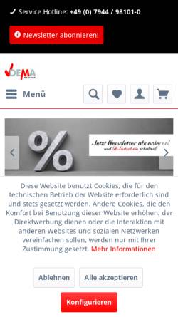 Vorschau der mobilen Webseite www.dema-vertrieb.eu, Dema Vertriebs GmbH