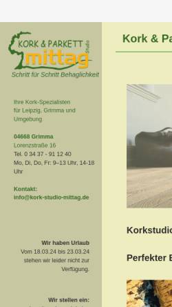 Vorschau der mobilen Webseite www.kork-studio-mittag.de, Korkstudio Mittag