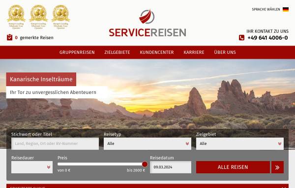 Vorschau von www.servicereisen.de, Service-Reisen Giessen