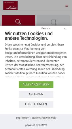 Vorschau der mobilen Webseite www.linde-mh.ch, Linde Lansing Fördertechnik AG - Gabelstapler, Lagertechnik, gebrauchte Stapler, Mietstapler