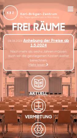 Vorschau der mobilen Webseite www.karl-broeger-zentrum.de, Fränkische Verlagsanstalt und Buchdruckerei GmbH