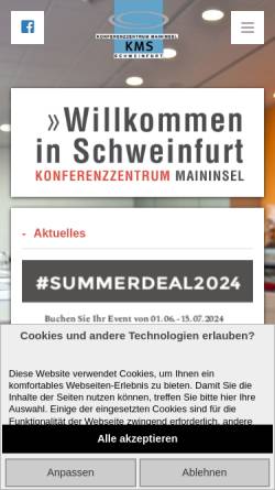 Vorschau der mobilen Webseite www.kms-schweinfurt.de, Konferenzzentrum Maininsel Schweinfurt