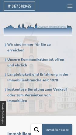 Vorschau der mobilen Webseite www.universum-immobilien.de, Universum Immobilien