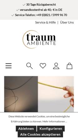 Vorschau der mobilen Webseite www.traumambiente.de, design4living GmbH, Sandra Knichale