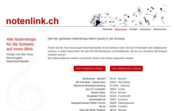 Vorschau von www.notenlink.ch, Portal für Musiknoten und Musikbücher
