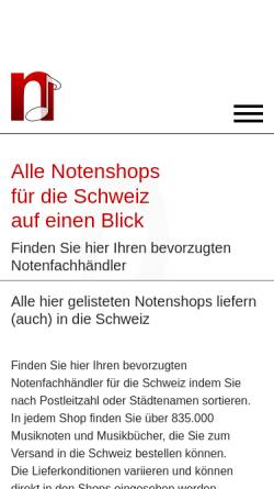 Vorschau der mobilen Webseite www.notenlink.ch, Portal für Musiknoten und Musikbücher