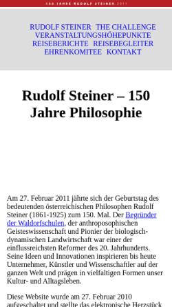 Vorschau der mobilen Webseite www.rudolf-steiner-2011.com, 150 Jahre Rudolf Steiner 2011
