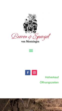 Vorschau der mobilen Webseite www.mentzingen.de, Freiherr von Mentzingen - Gutsverwaltung Bürg