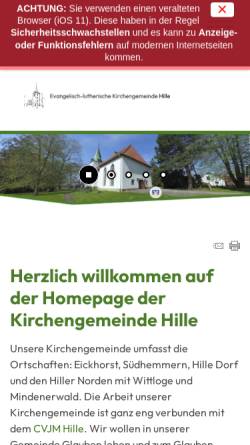 Vorschau der mobilen Webseite www.kirchengemeinde-hille.de, CVJM Hille e.V.