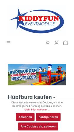 Vorschau der mobilen Webseite www.kiddyfun.de, Kiddyfunn - Events für Kinder