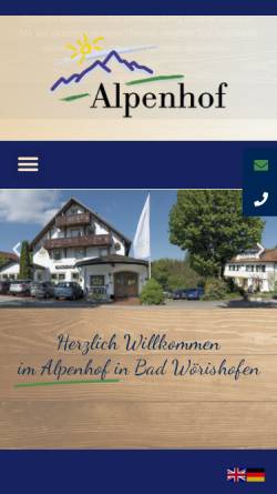 Vorschau der mobilen Webseite www.alpenhof-bad-woerishofen.de, Ferien- und Kurhotel Alpenhof