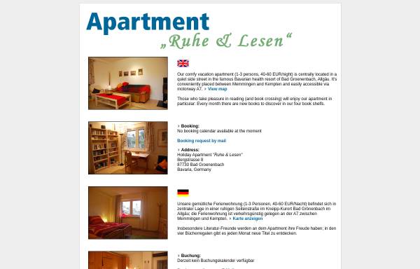 Vorschau von www.apartment-groenenbach.com, Ferienwohnung Ruhe & Lesen