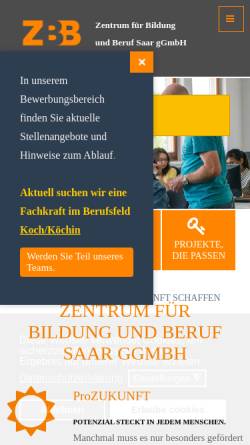 Vorschau der mobilen Webseite www.zbb-saar.de, ZBB Zentrum für Bildung und Beruf Saar gGmbH