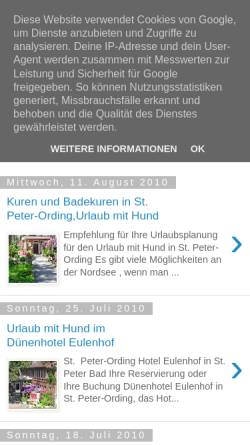 Vorschau der mobilen Webseite pension-erichsen-st-peter-ording.blogspot.de, Pension Erichsen