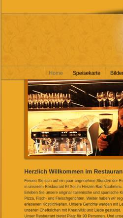Vorschau der mobilen Webseite www.el-sol-badnauheim.de, Restaurant 
