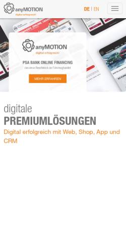 Vorschau der mobilen Webseite www.anymotion.de, anyMotion Graphics
