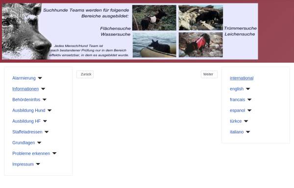 Vorschau von www.suchhunde.de, Infoportal zu Such- und Rettungshunden
