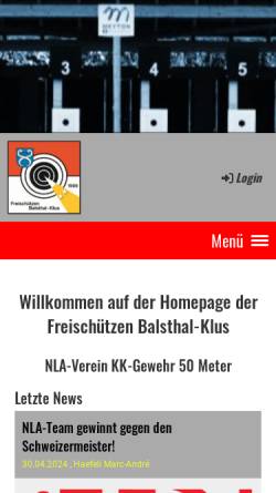 Vorschau der mobilen Webseite www.fsbk.ch, Freischützen Balsthal-Klus