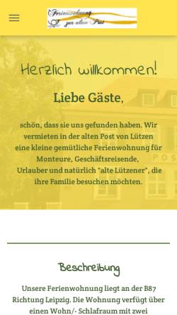Vorschau der mobilen Webseite www.ferienwohnung-zur-alten-post.de, Ferienwohnungen Lützen