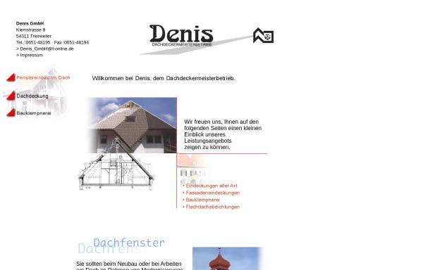 Vorschau von www.denis-dachfenster.de, Dachdeckermeisterbetrieb Denis GmbH