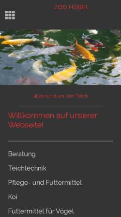 Vorschau der mobilen Webseite www.zoo-hoebel.de, Papageienzucht und Zoohandel Höbel