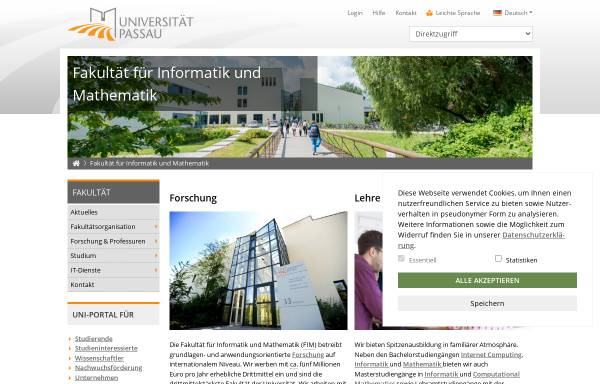 Vorschau von www.fim.uni-passau.de, Fakultät für Informatik und Mathematik an der Universität Passau