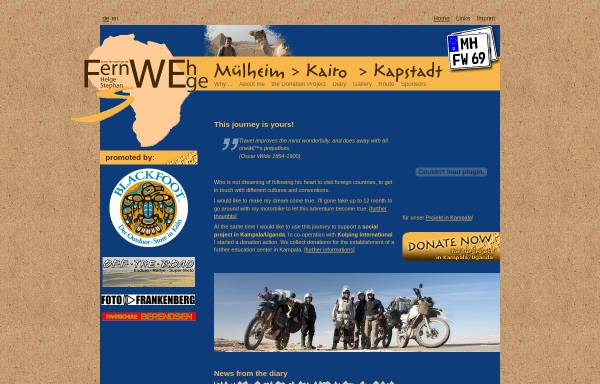 Vorschau von www.fernwehge.de, 12 Monate mit dem Motorrad durch Afrika