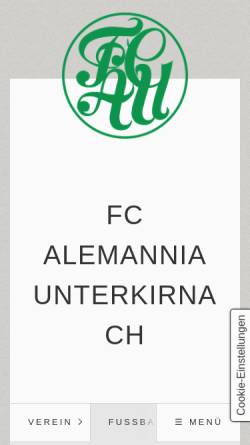 Vorschau der mobilen Webseite www.fc-unterkirnach.de, FC Alemannia e.V.