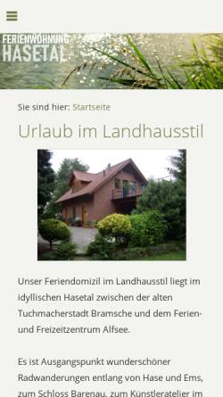 Vorschau der mobilen Webseite www.ferienwohnung-hasetal.de, Ferienwohnung Familie Machura