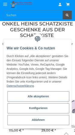 Vorschau der mobilen Webseite www.onkelheinisschatzkiste.de, Onkel Heinis Schatzkiste