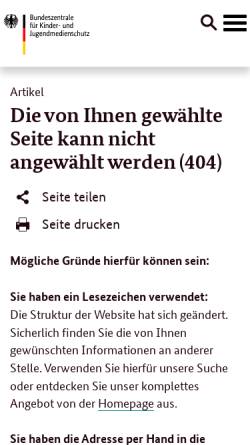 Vorschau der mobilen Webseite www.bundespruefstelle.de, Bundesprüfstelle für jugendgefährdende Medien