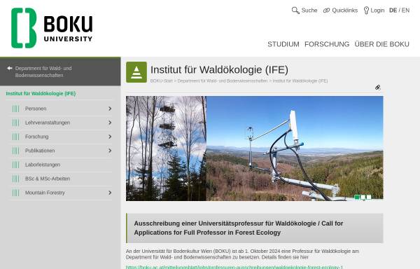 Vorschau von www.wabo.boku.ac.at, Institut für Waldökologie