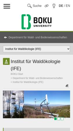 Vorschau der mobilen Webseite www.wabo.boku.ac.at, Institut für Waldökologie