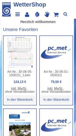 Vorschau der mobilen Webseite www.dwd-shop.de, Deutscher Wetterdienst, Agnes Herber-Pflüger