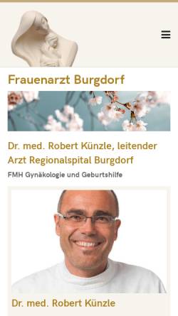 Vorschau der mobilen Webseite www.frauenarzt-burgdorf.ch, Künzle, Dr. med. Robert