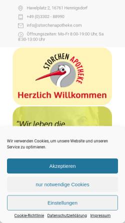 Vorschau der mobilen Webseite storchenapotheke.com, Storchen-Apotheke Hennigsdorf