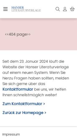 Vorschau der mobilen Webseite www.hanser-literaturverlage.de, Nagel & Kimche - Beat Brechbühl