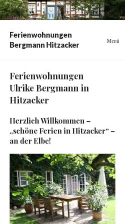 Vorschau der mobilen Webseite www.hitzackerferien.de, Ferienwohnung Bergmann